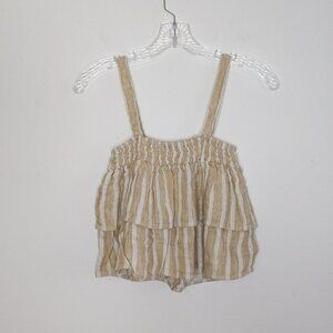 Tularosa Linen Ruffle Shirt Convertible Straps